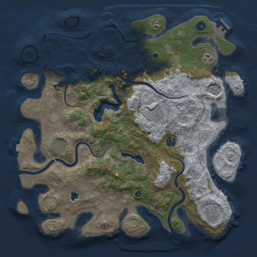 Rust Map: Procedural Map, Size: 4000, Seed: 1235, 11 Monuments