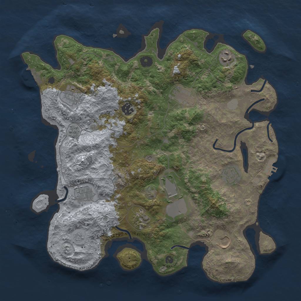 Rust Map: Procedural Map, Size: 3800, Seed: 100, 17 Monuments