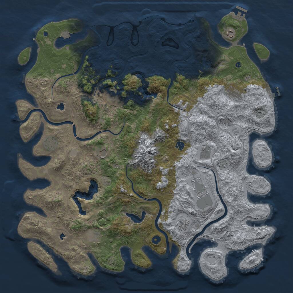 Rust Map: Procedural Map, Size: 5000, Seed: 1131754218, 17 Monuments
