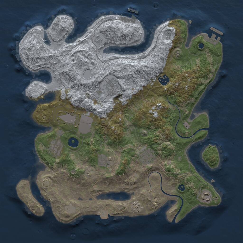 Rust Map: Procedural Map, Size: 3550, Seed: 2142, 14 Monuments