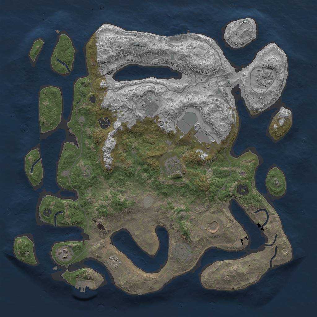 Rust Map: Procedural Map, Size: 4000, Seed: 621893, 17 Monuments