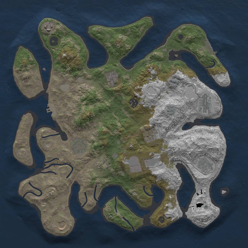 Rust Map: Procedural Map, Size: 3950, Seed: 1800953713, 19 Monuments