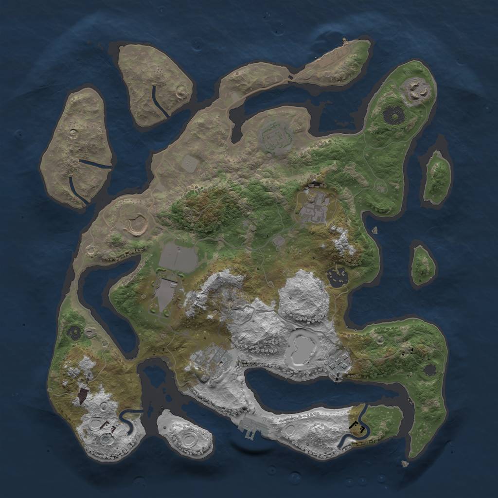 Rust Map: Procedural Map, Size: 3550, Seed: 58059, 15 Monuments