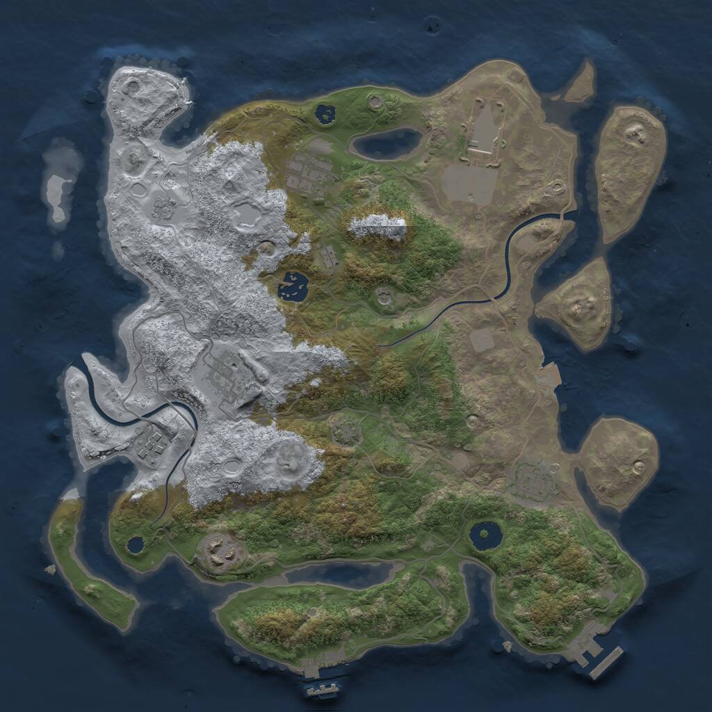 Rust Map: Procedural Map, Size: 3500, Seed: 1491434574, 13 Monuments