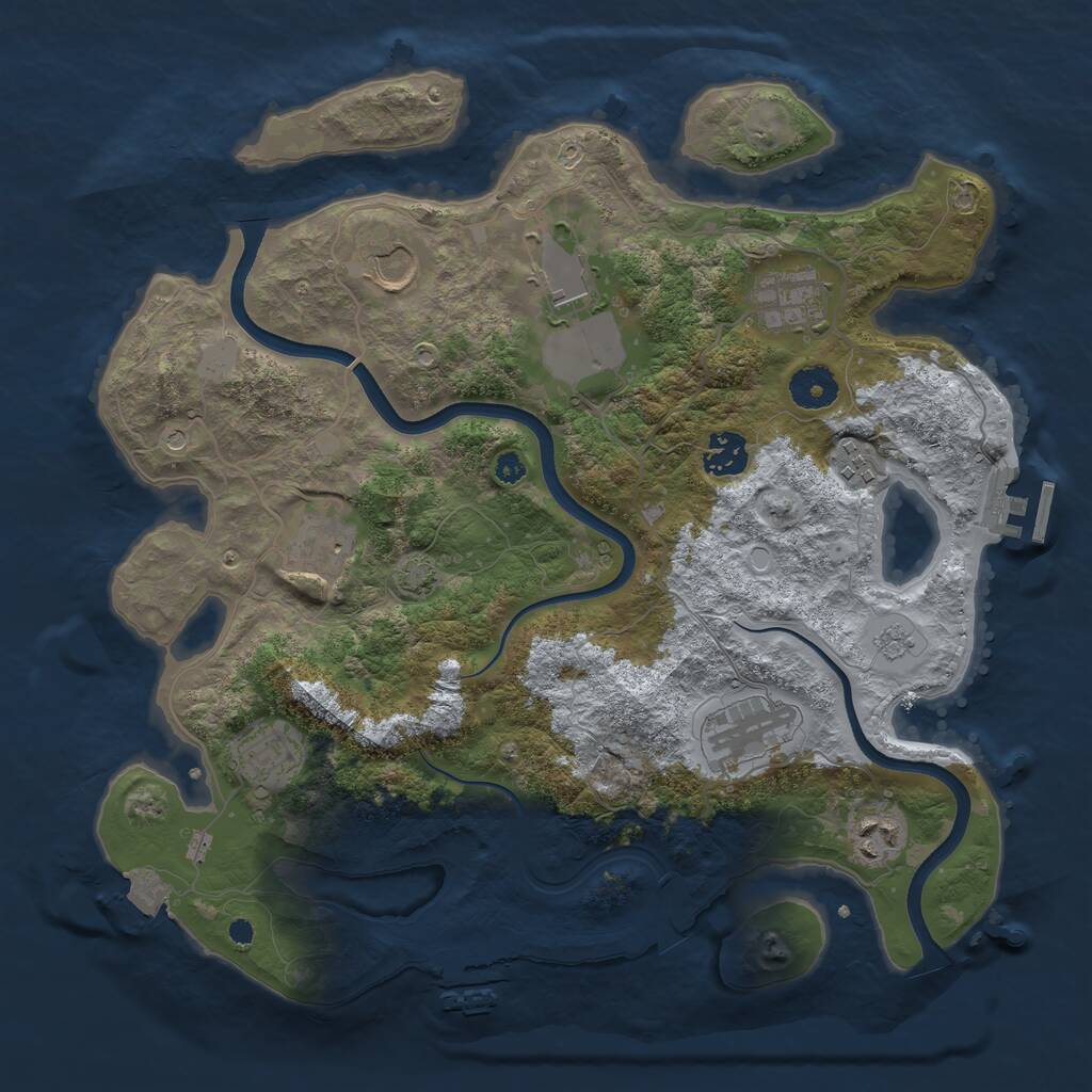 Rust Map: Procedural Map, Size: 3600, Seed: 2090303905, 15 Monuments