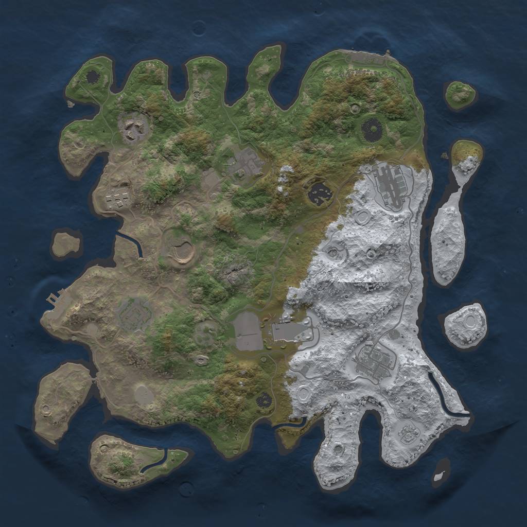 Rust Map: Procedural Map, Size: 3550, Seed: 931292, 18 Monuments