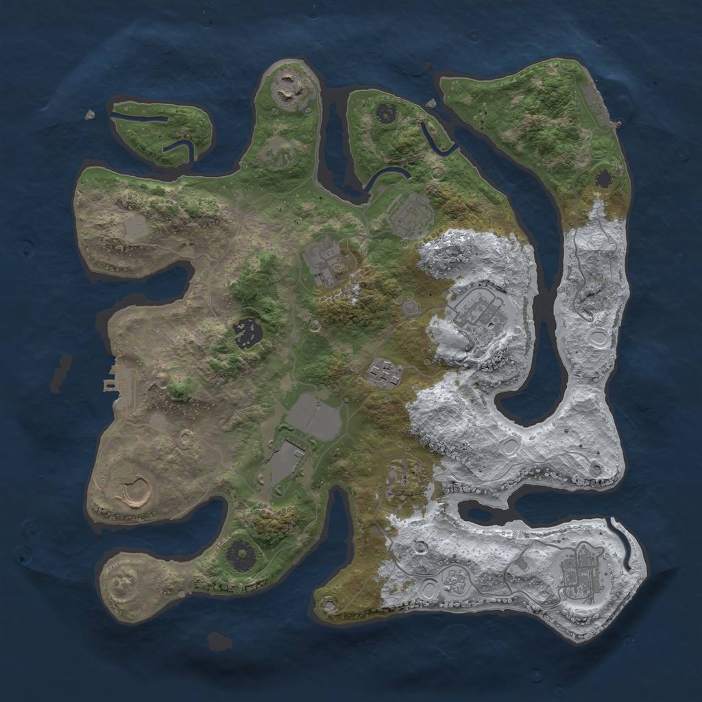 Rust Map: Procedural Map, Size: 3500, Seed: 3662066, 18 Monuments