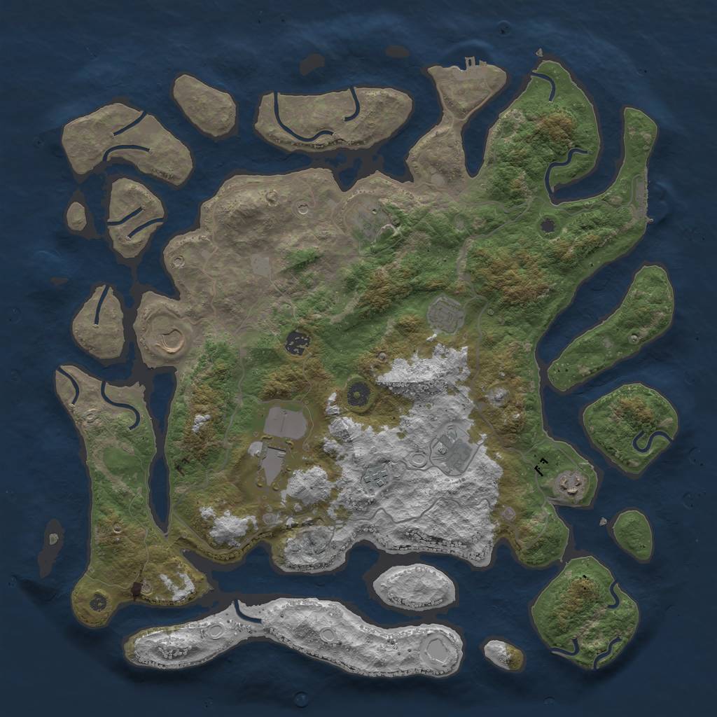 Rust Map: Procedural Map, Size: 4500, Seed: 1158223, 16 Monuments
