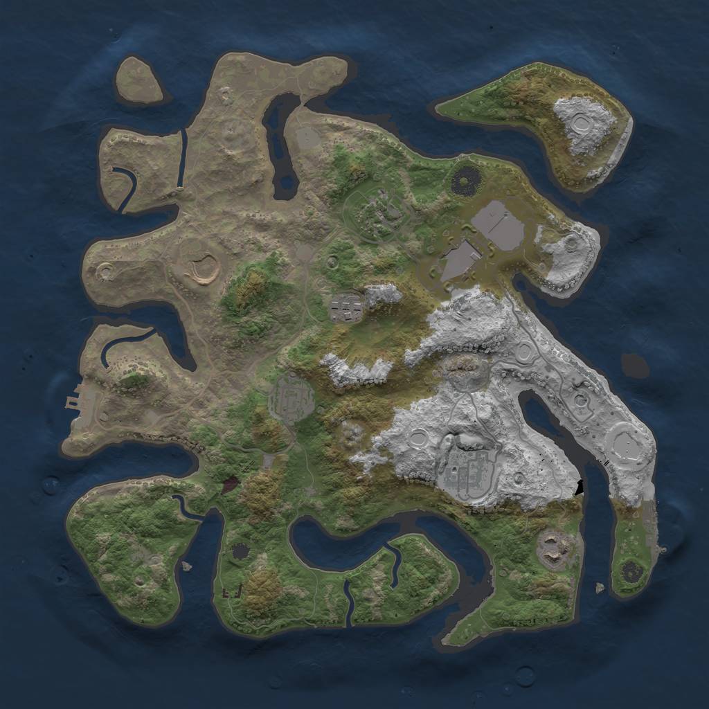 Rust Map: Procedural Map, Size: 3550, Seed: 659947, 15 Monuments