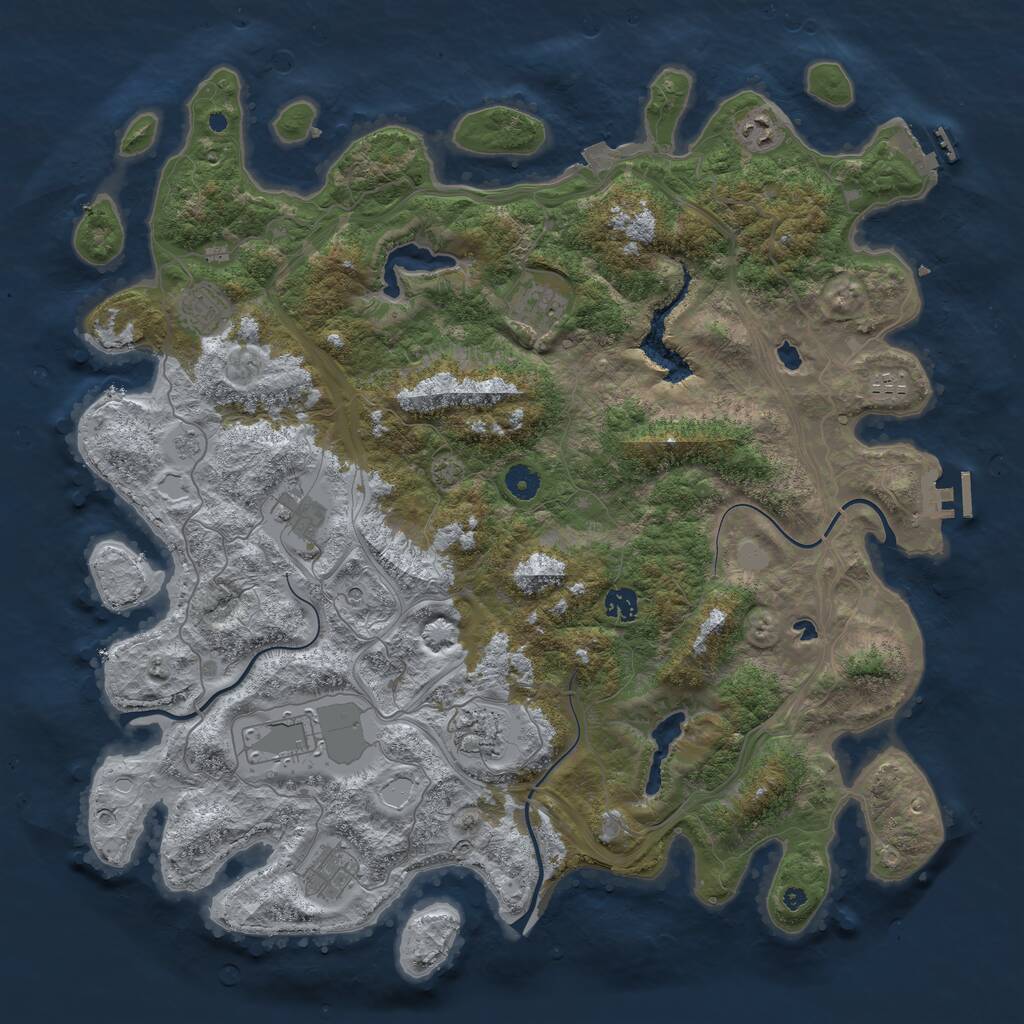 Rust Map: Procedural Map, Size: 4500, Seed: 2145594484, 15 Monuments
