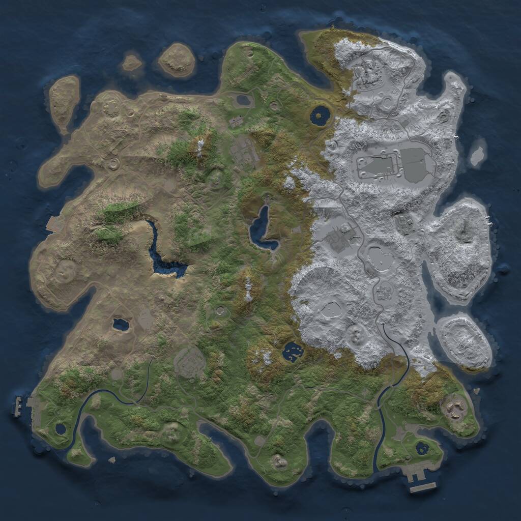 Rust Map: Procedural Map, Size: 4000, Seed: 210053, 14 Monuments