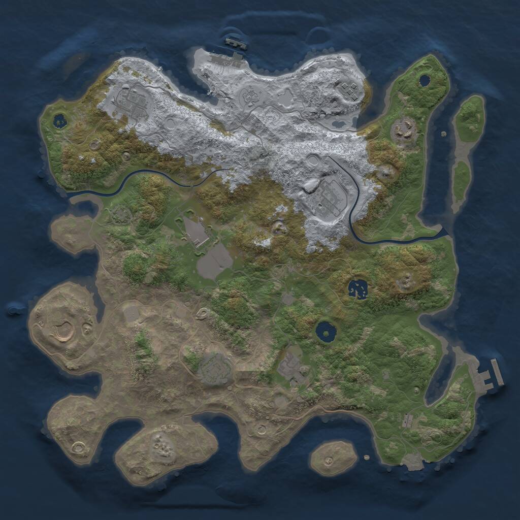 Rust Map: Procedural Map, Size: 3800, Seed: 1846104670, 15 Monuments