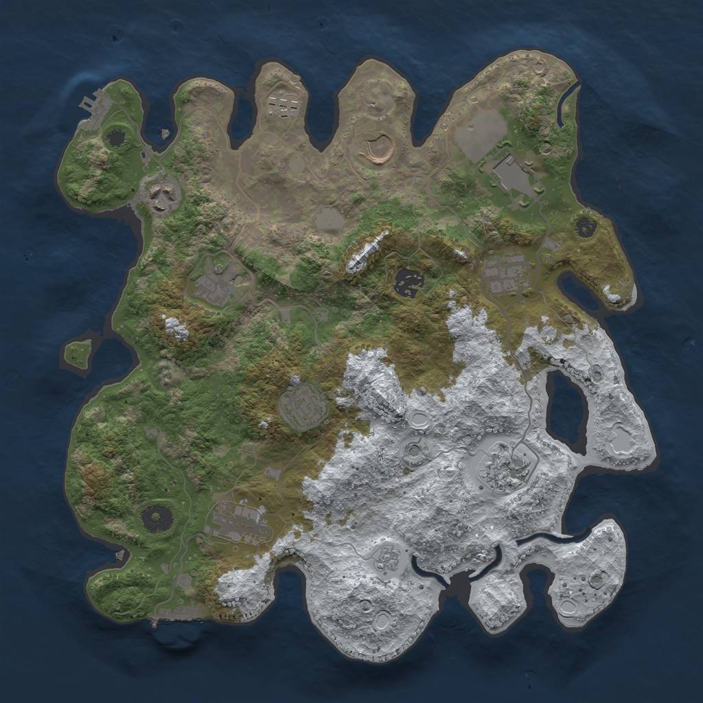 Rust Map: Procedural Map, Size: 3550, Seed: 708138, 19 Monuments