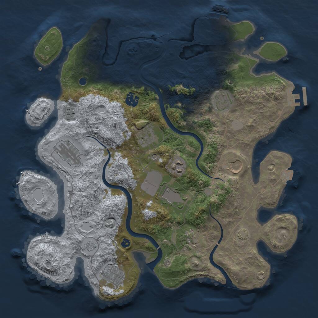 Rust Map: Procedural Map, Size: 3500, Seed: 26485, 16 Monuments