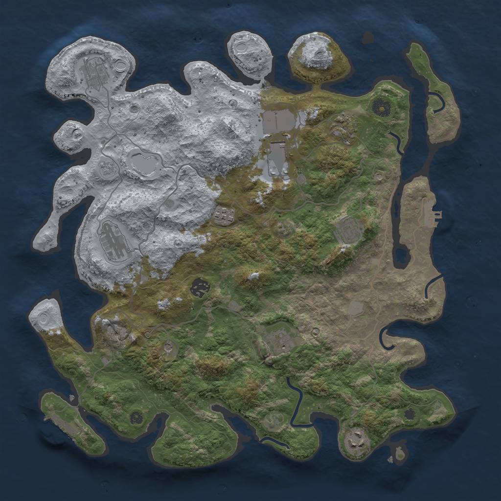 Rust Map: Procedural Map, Size: 4000, Seed: 81749, 16 Monuments