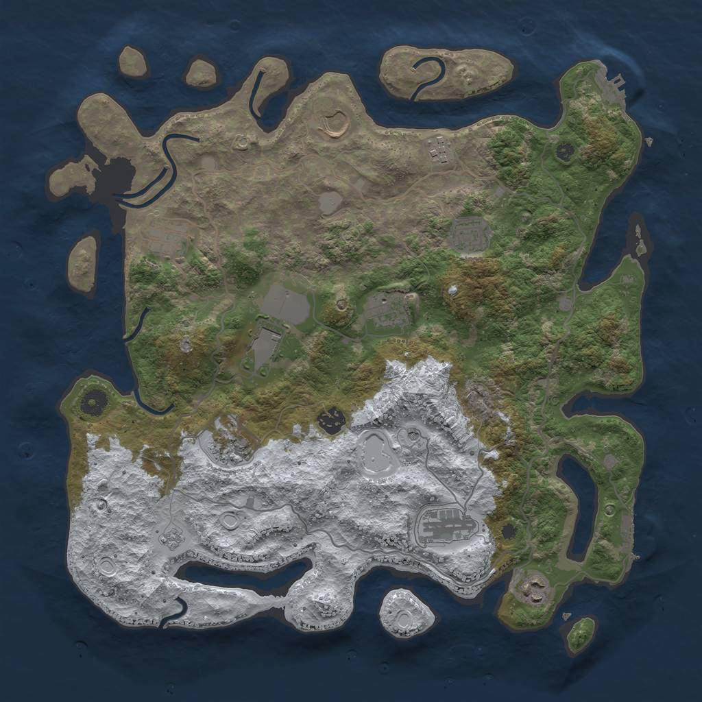 Rust Map: Procedural Map, Size: 4000, Seed: 730365, 19 Monuments