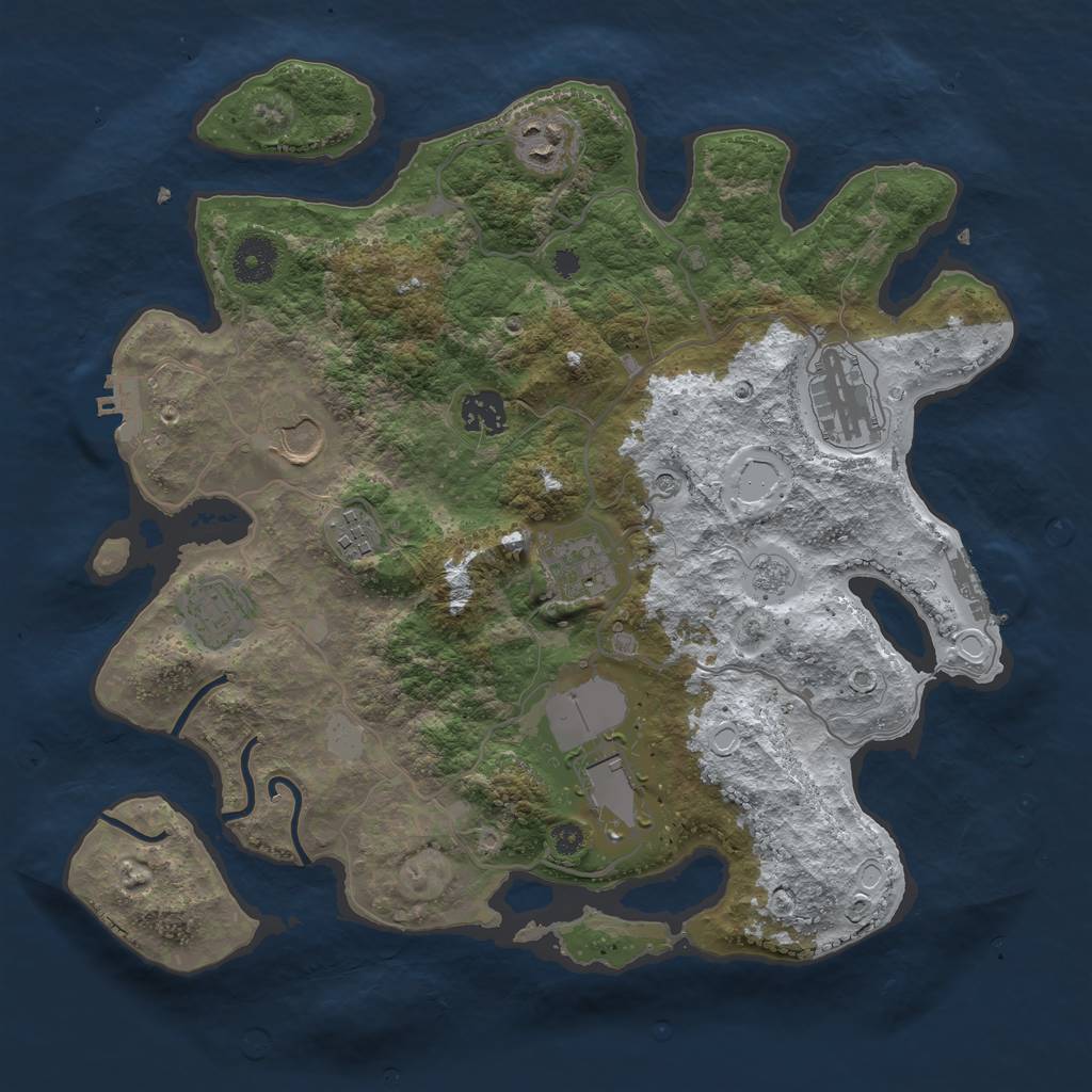 Rust Map: Procedural Map, Size: 3550, Seed: 529930, 17 Monuments