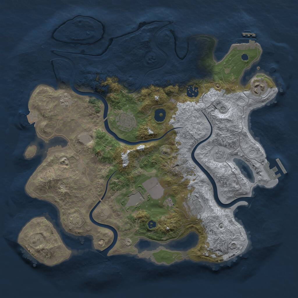 Rust Map: Procedural Map, Size: 3550, Seed: 529930, 12 Monuments
