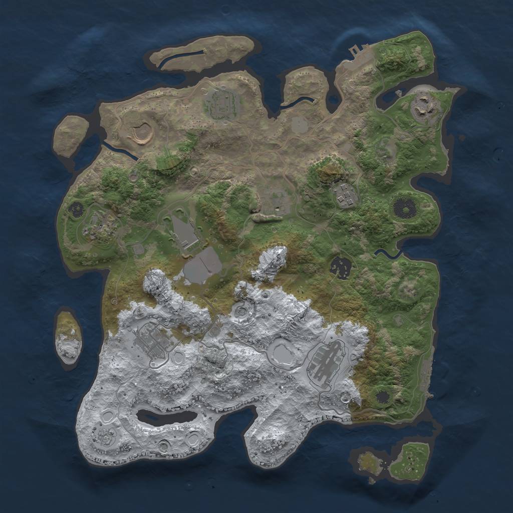 Rust Map: Procedural Map, Size: 3500, Seed: 187800225, 19 Monuments