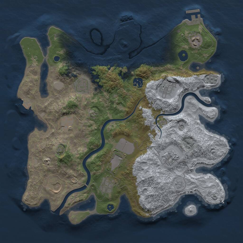 Rust Map: Procedural Map, Size: 3550, Seed: 430477, 16 Monuments