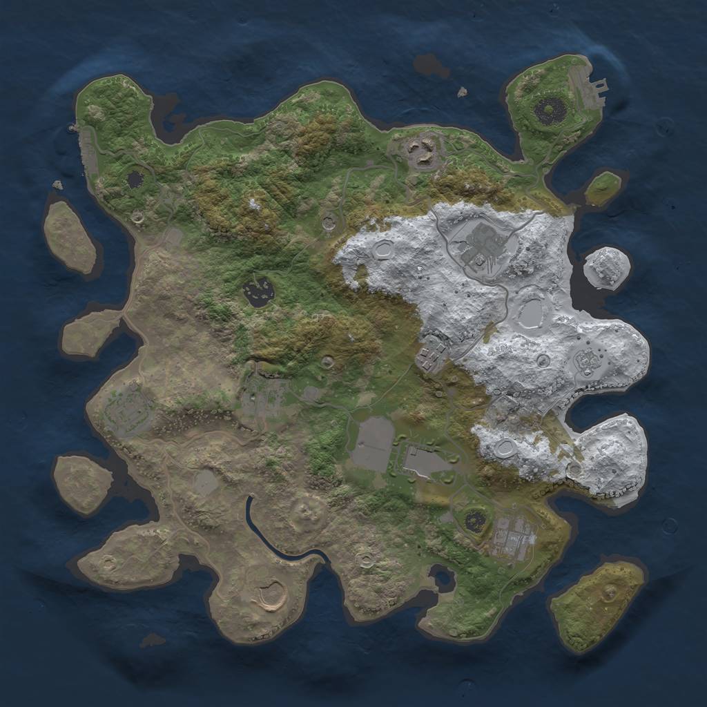 Rust Map: Procedural Map, Size: 3500, Seed: 375266, 18 Monuments