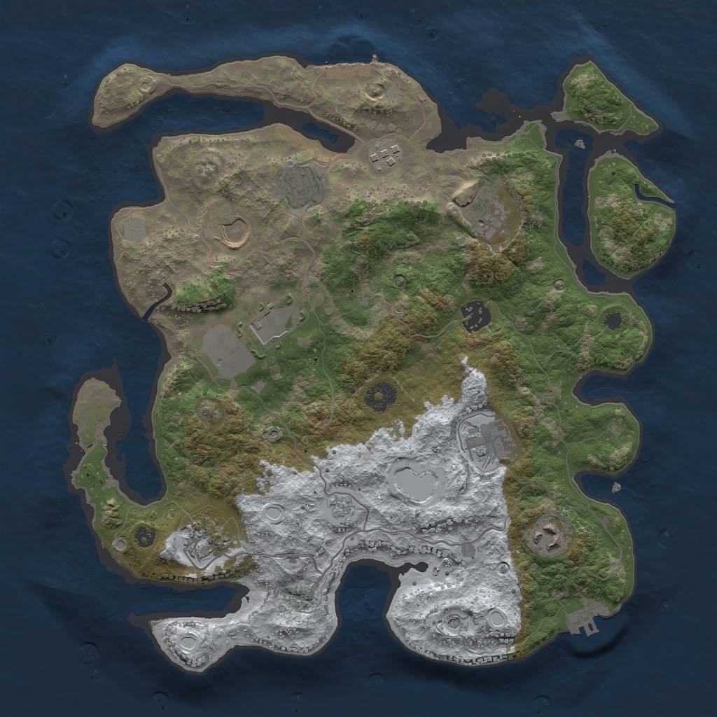 Rust Map: Procedural Map, Size: 3550, Seed: 473301, 18 Monuments
