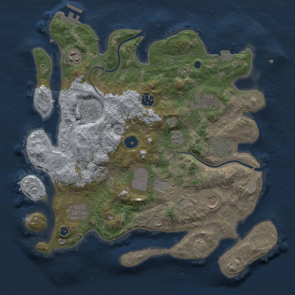 Rust Map: Procedural Map, Size: 3550, Seed: 864896, 14 Monuments