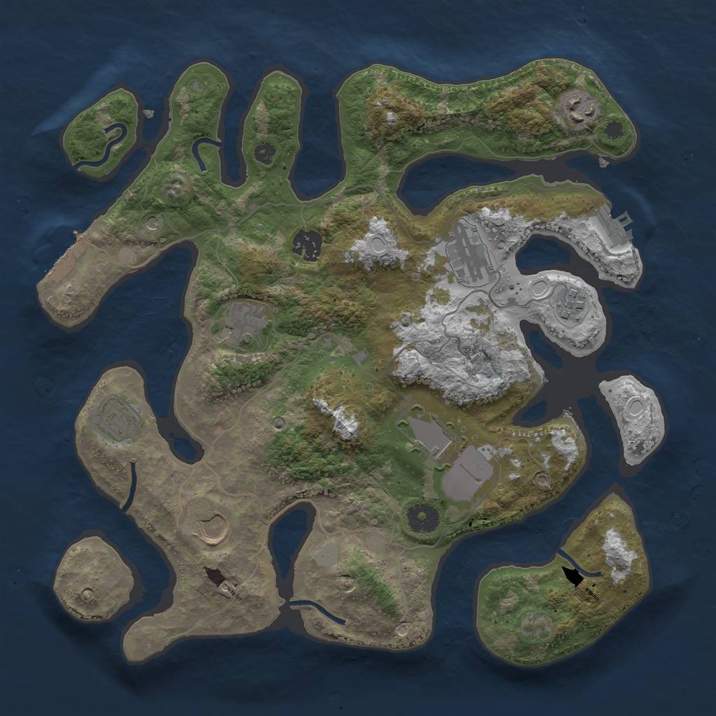Rust Map: Procedural Map, Size: 3500, Seed: 1518129258, 16 Monuments