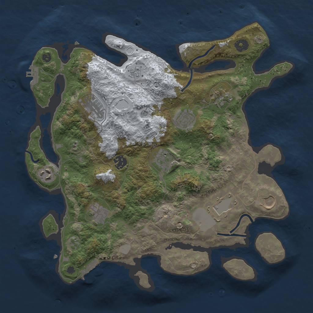 Rust Map: Procedural Map, Size: 3550, Seed: 574996, 18 Monuments