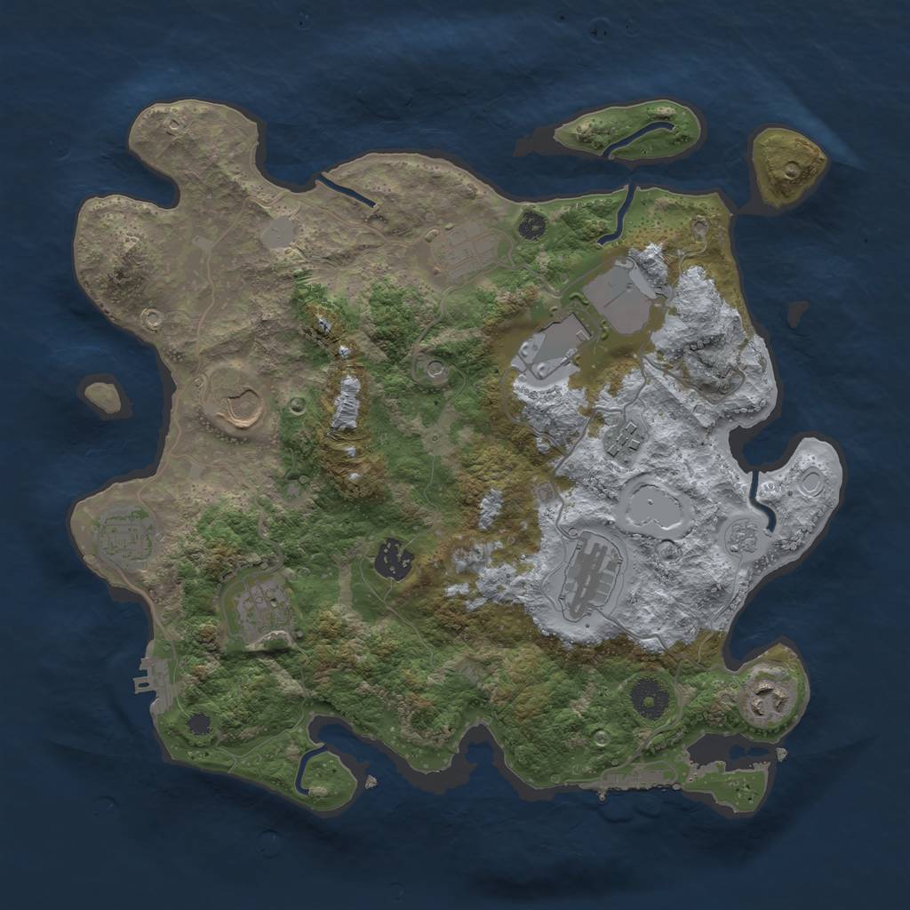 Rust Map: Procedural Map, Size: 3500, Seed: 1477599192, 18 Monuments