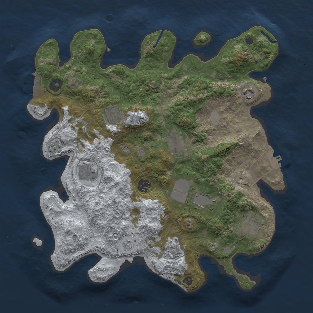 Rust Map: Procedural Map, Size: 3600, Seed: 1484210181, 18 Monuments