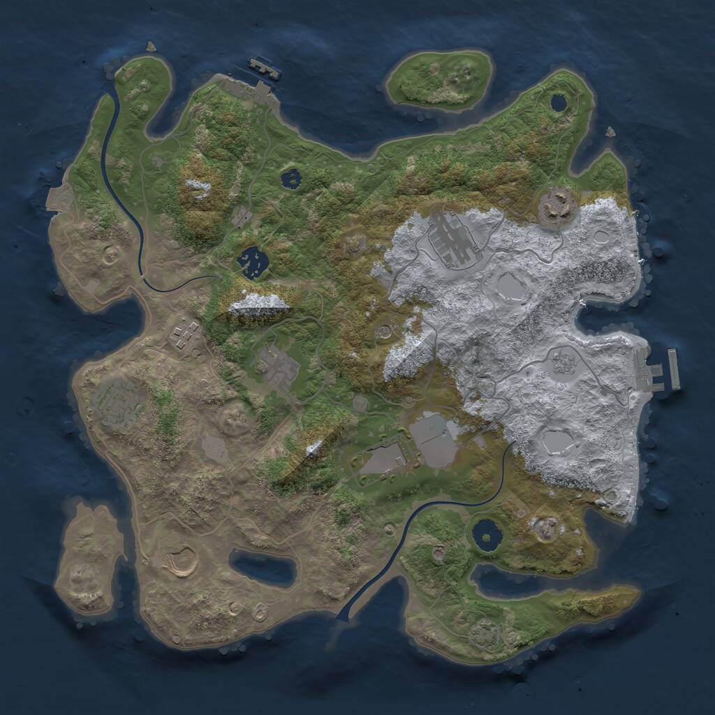 Rust Map: Procedural Map, Size: 3550, Seed: 82165, 14 Monuments