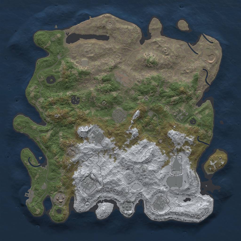 Rust Map: Procedural Map, Size: 4000, Seed: 2584, 20 Monuments