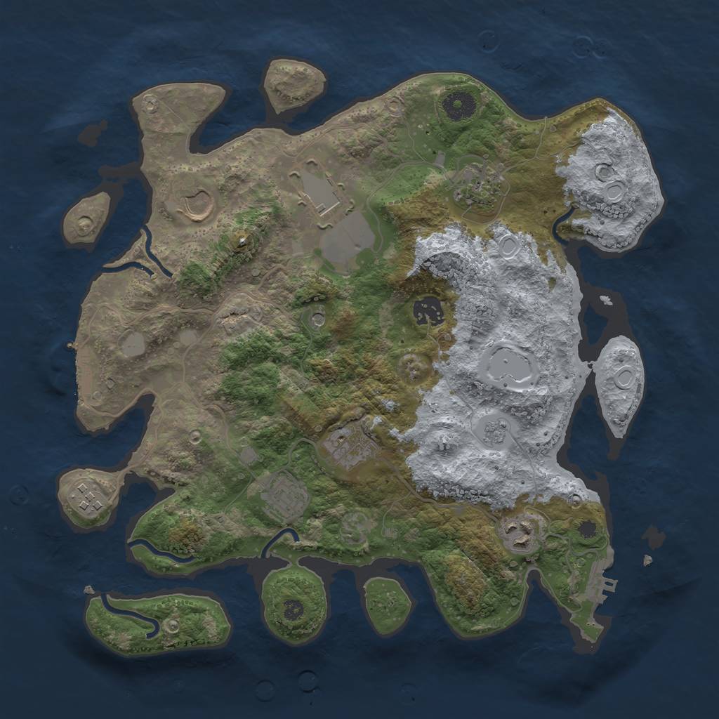 Rust Map: Procedural Map, Size: 3500, Seed: 34687, 15 Monuments