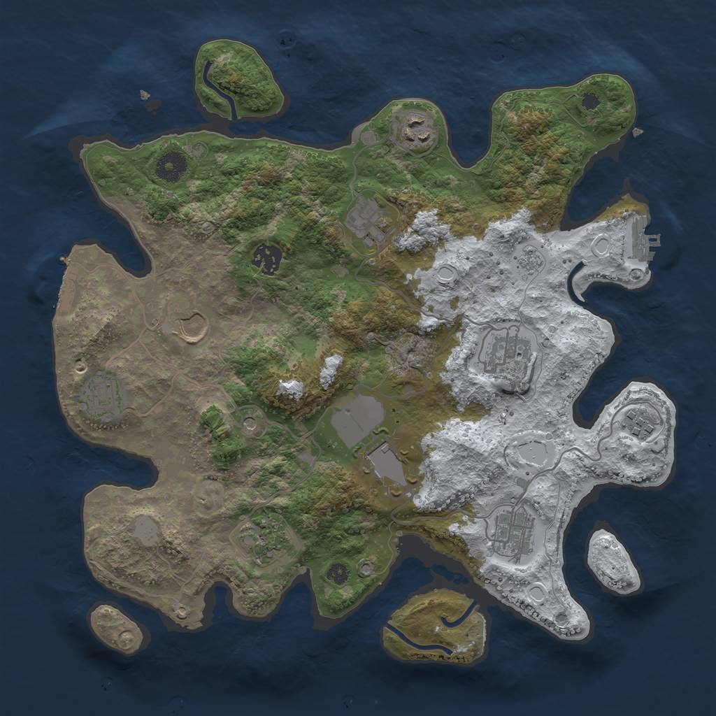 Rust Map: Procedural Map, Size: 3550, Seed: 804552, 19 Monuments