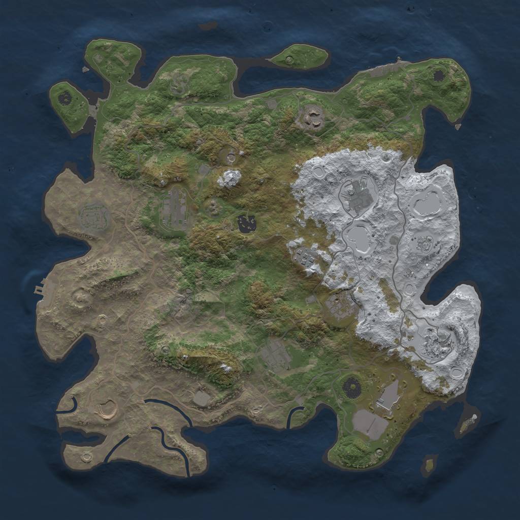 Rust Map: Procedural Map, Size: 4000, Seed: 242989, 20 Monuments