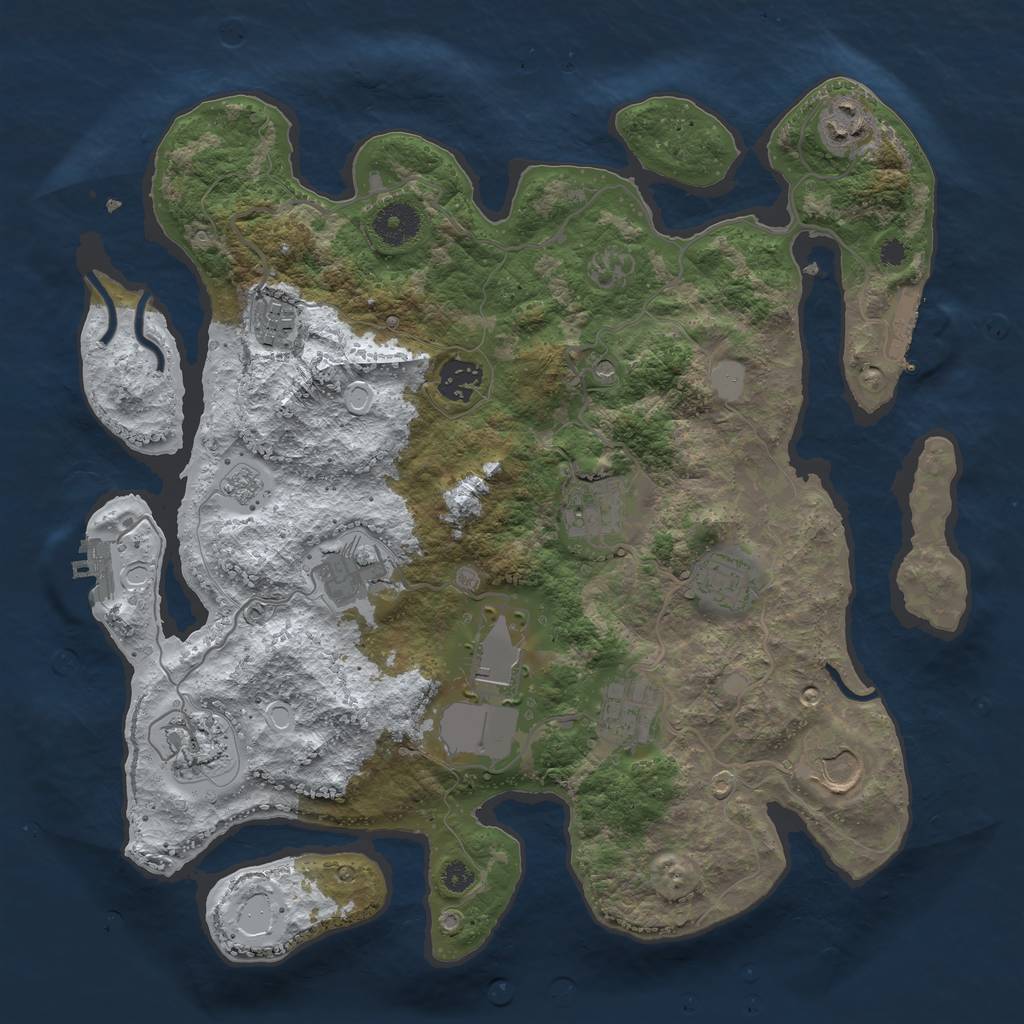 Rust Map: Procedural Map, Size: 3550, Seed: 833664, 19 Monuments