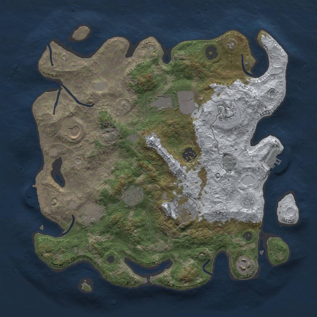Rust Map: Procedural Map, Size: 3550, Seed: 906856, 18 Monuments