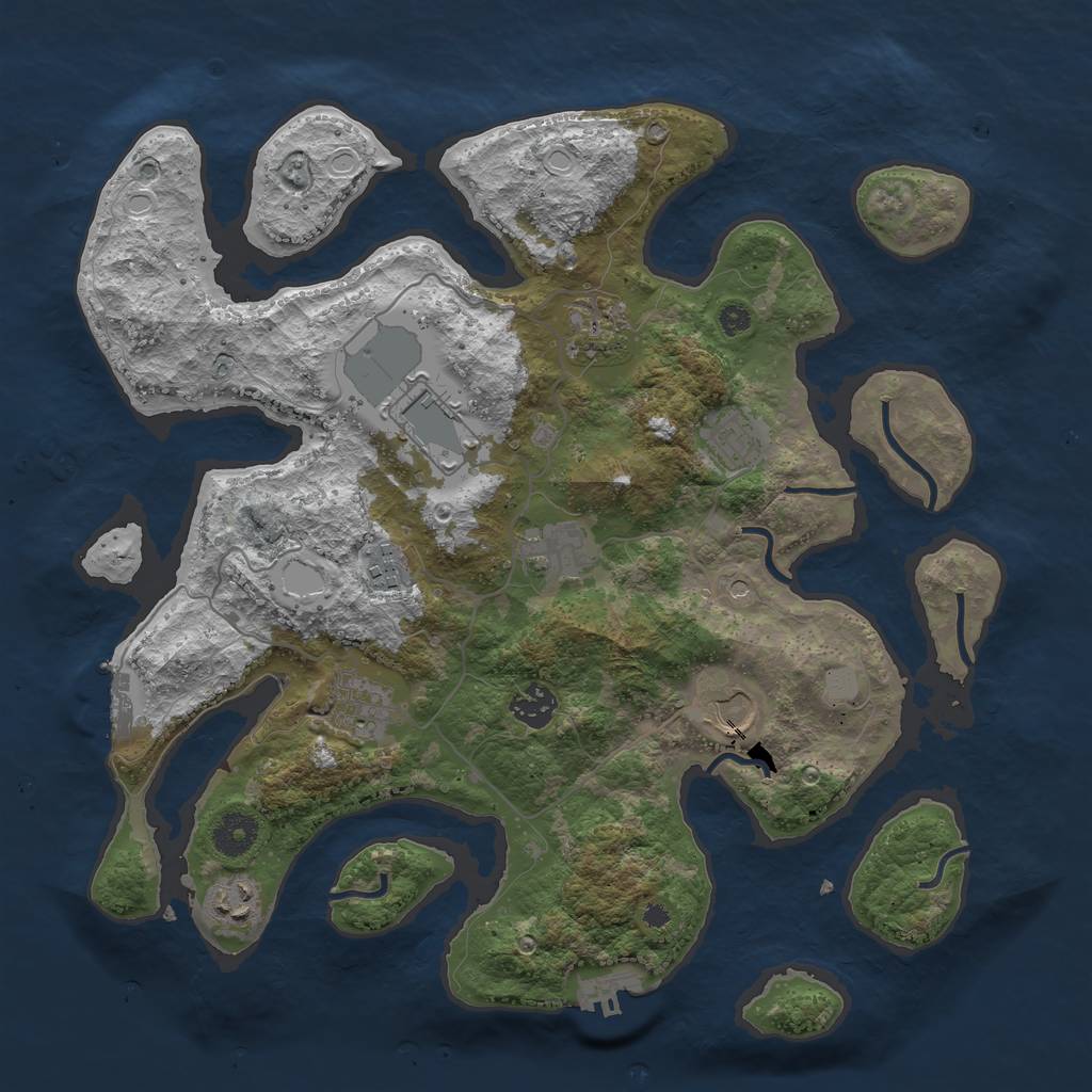 Rust Map: Procedural Map, Size: 3700, Seed: 3501075, 17 Monuments
