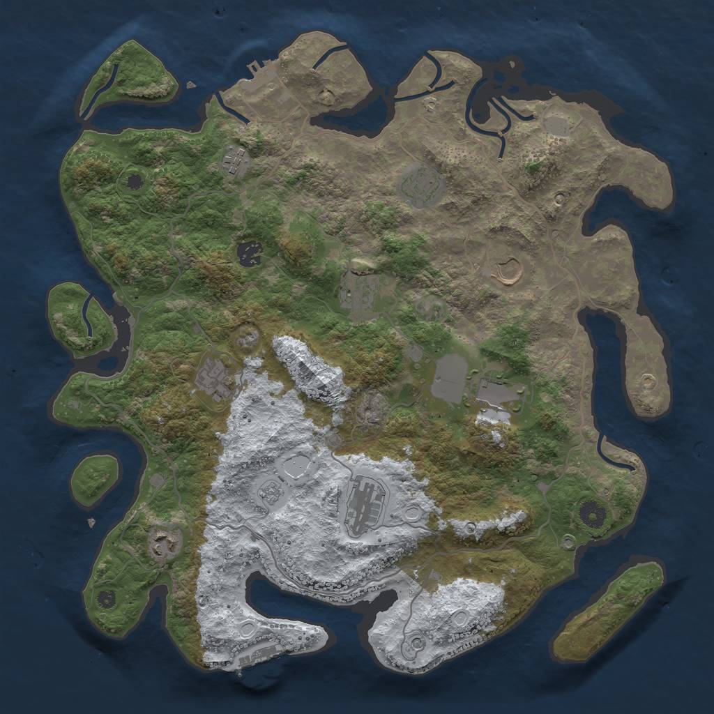 Rust Map: Procedural Map, Size: 4000, Seed: 433636, 18 Monuments