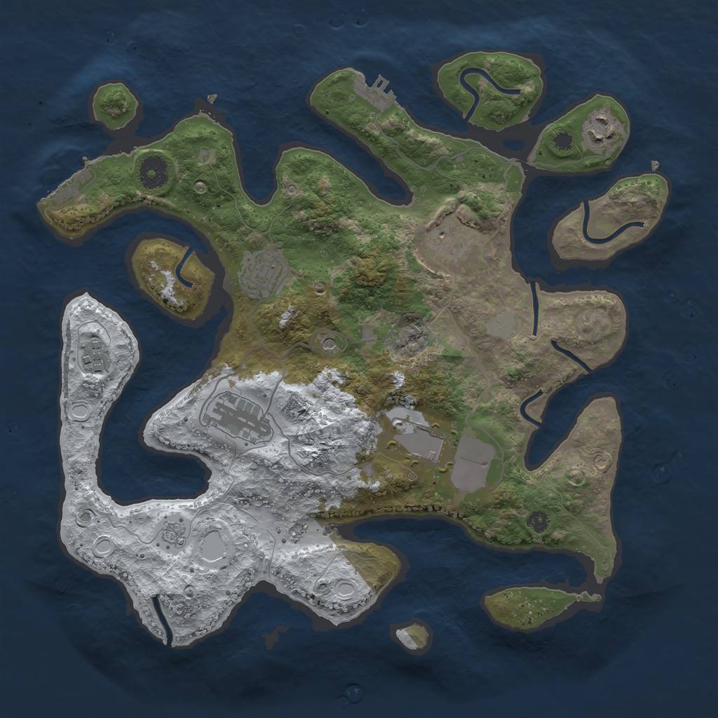 Rust Map: Procedural Map, Size: 3500, Seed: 2352067, 15 Monuments