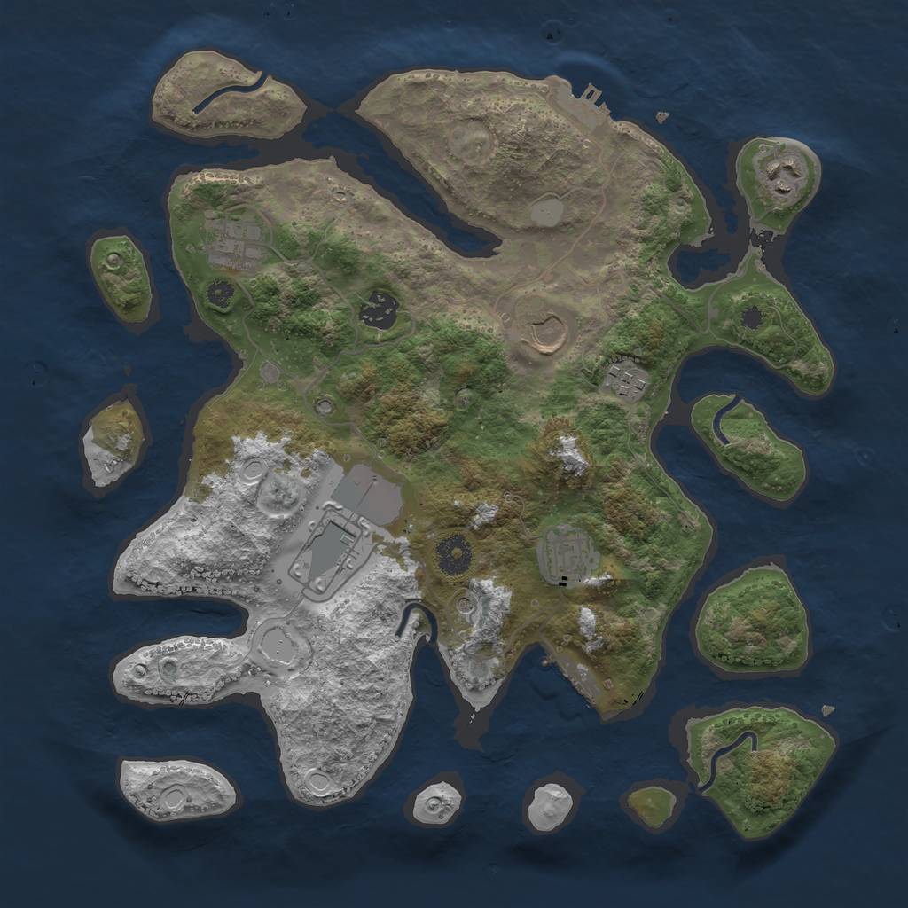 Rust Map: Procedural Map, Size: 3550, Seed: 868481, 15 Monuments