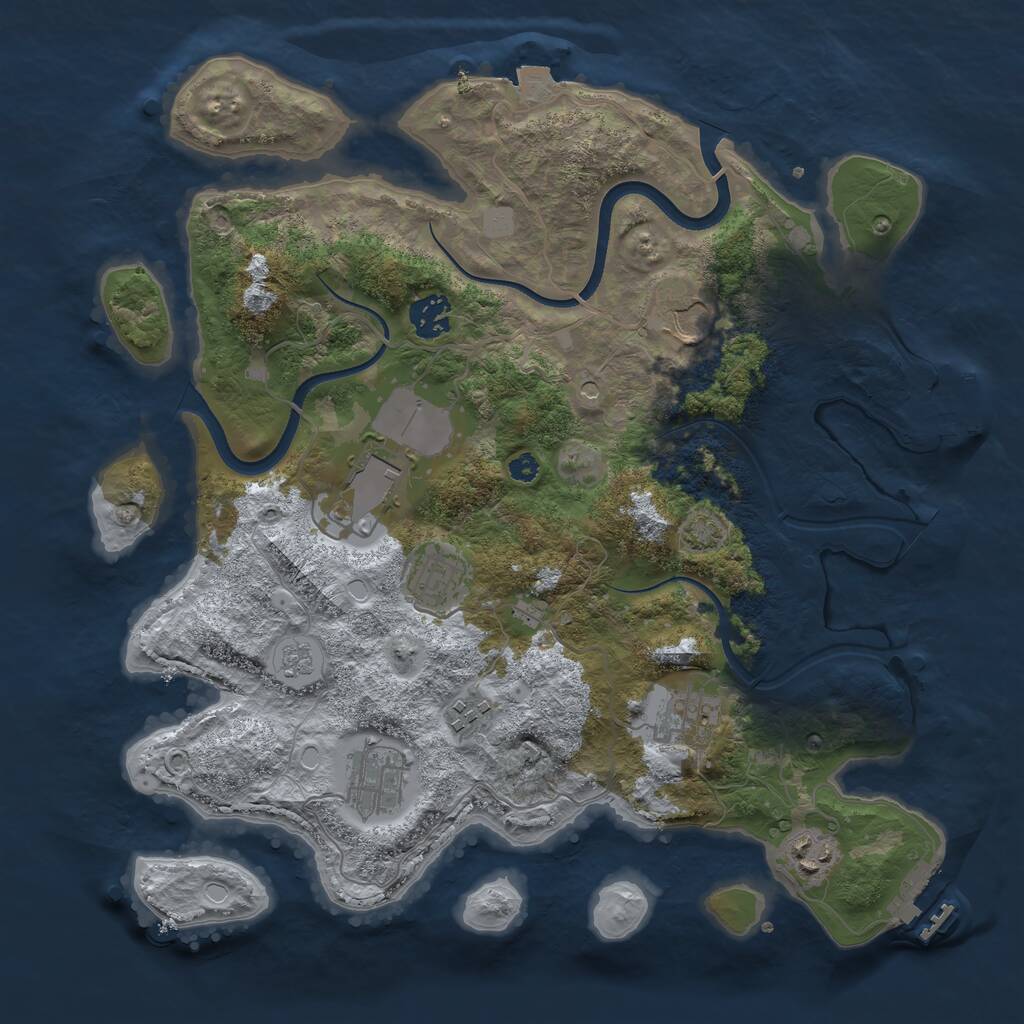 Rust Map: Procedural Map, Size: 3550, Seed: 868481, 14 Monuments