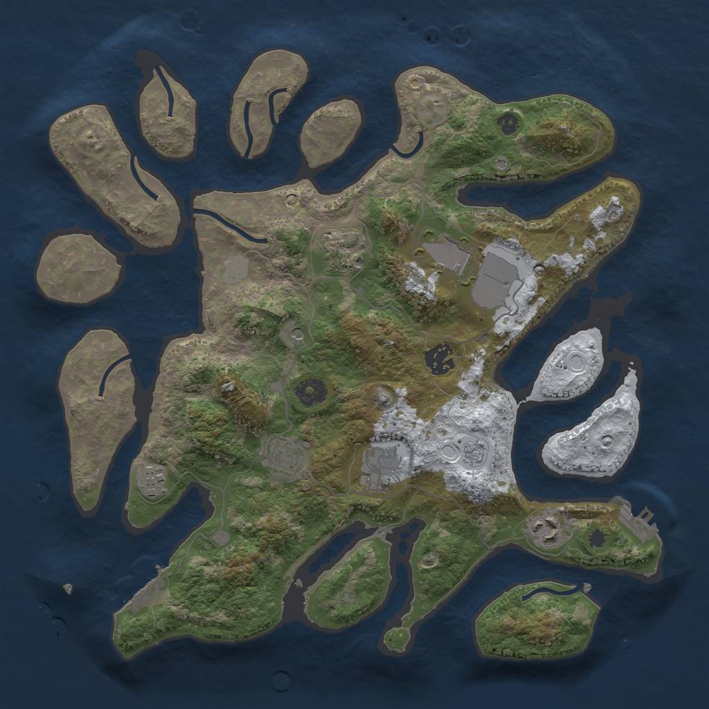 Rust Map: Procedural Map, Size: 3550, Seed: 380127, 16 Monuments