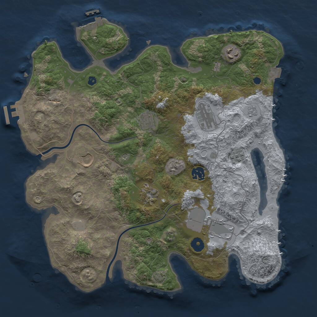 Rust Map: Procedural Map, Size: 3550, Seed: 93518, 14 Monuments