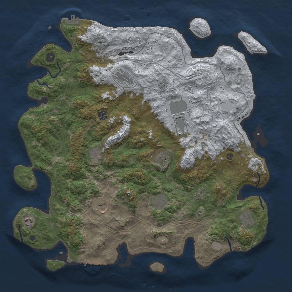 Rust Map: Procedural Map, Size: 4500, Seed: 3360153, 20 Monuments