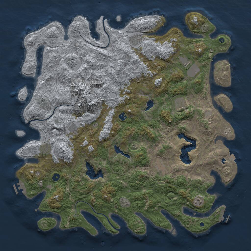 Rust Map: Procedural Map, Size: 5000, Seed: 247666, 16 Monuments