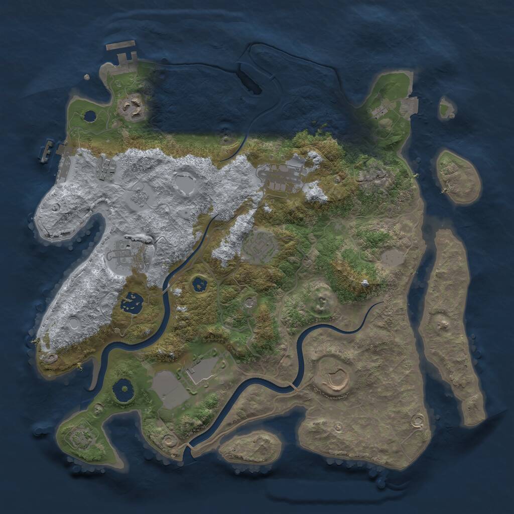 Rust Map: Procedural Map, Size: 3550, Seed: 462070, 14 Monuments