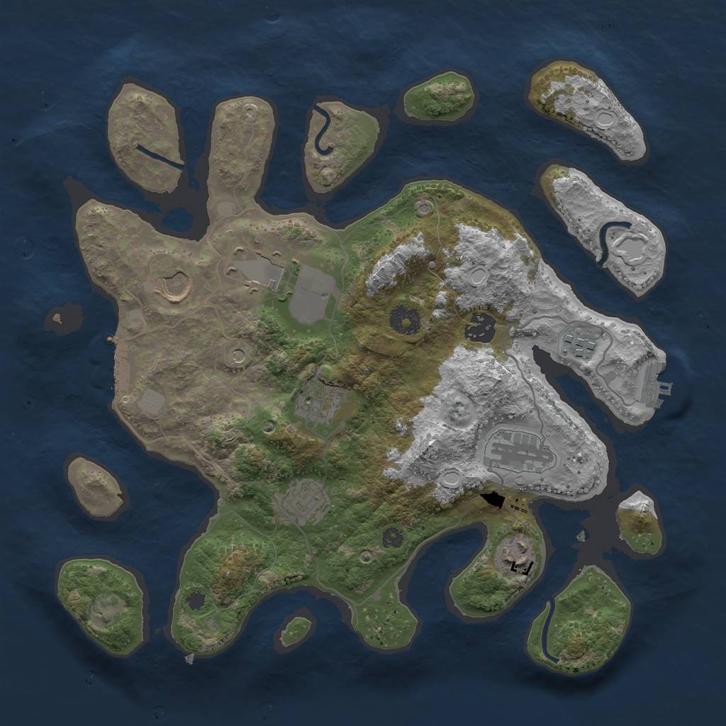 Rust Map: Procedural Map, Size: 3500, Seed: 789323125, 16 Monuments