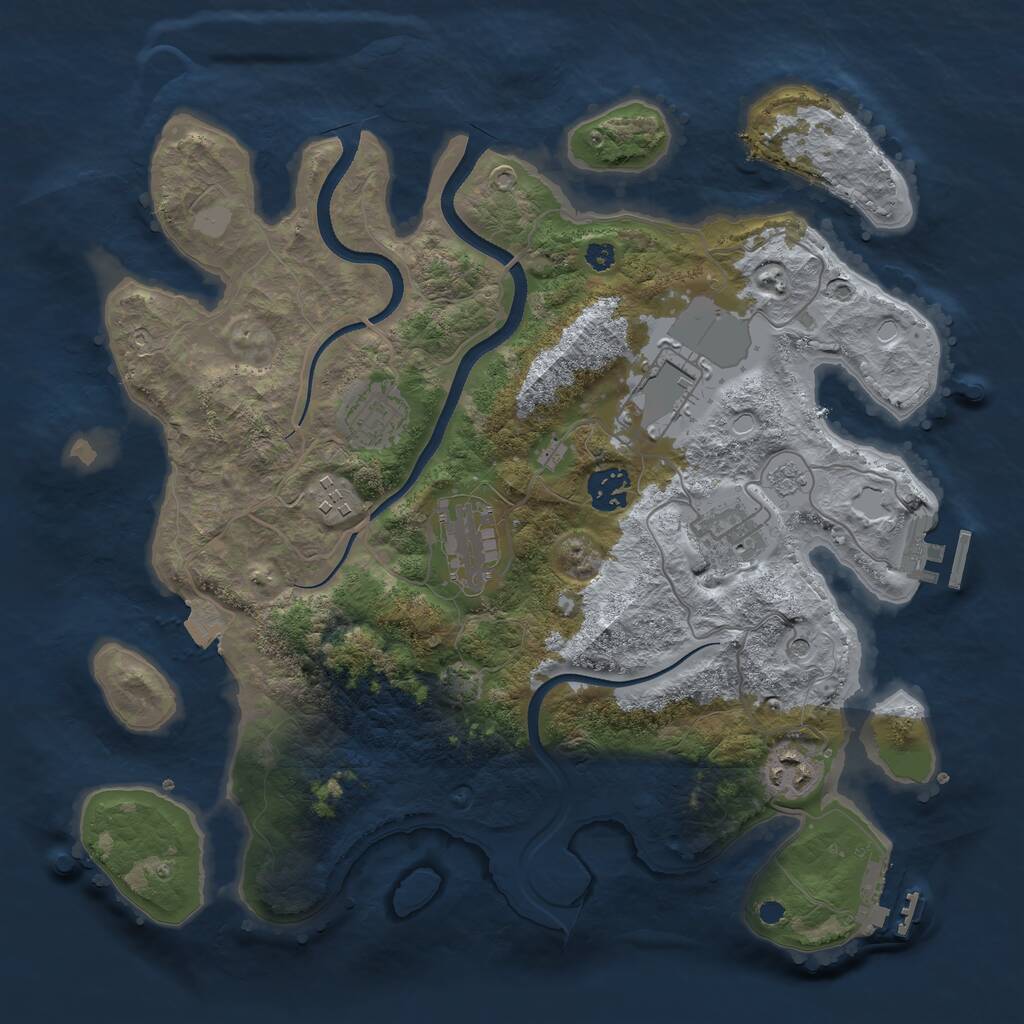 Rust Map: Procedural Map, Size: 3500, Seed: 789323125, 13 Monuments